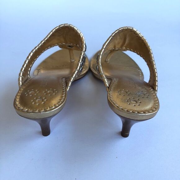 Jack Rogers Zsa Zsa Maggie Thong Sandal Shoes Gold Silver Leather Feet Jewelry 6 - Picture 4 of 12